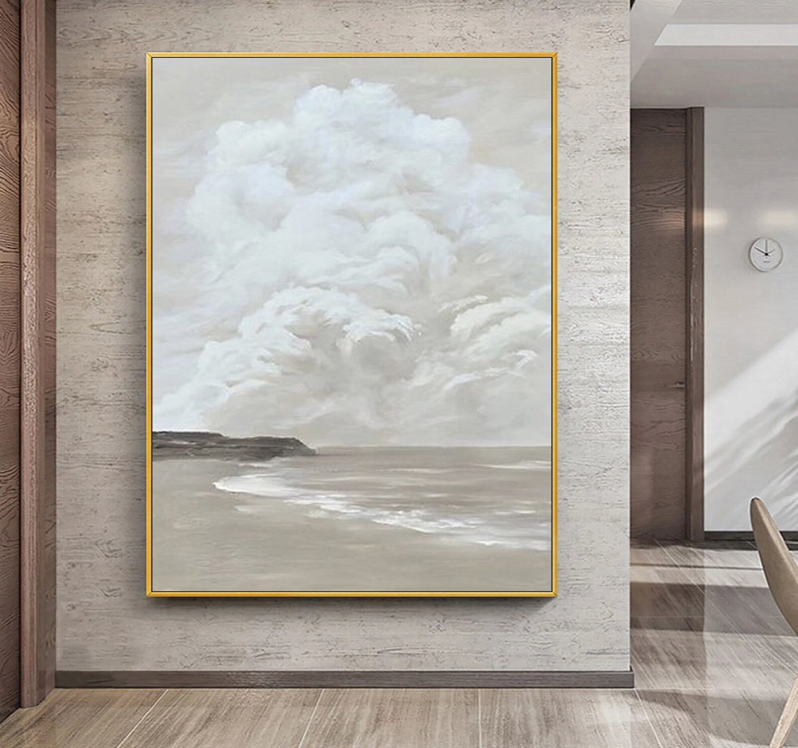 Sky White Cloud Ocean and Beach Abstract Painting White Cloud Painting on Canvas for Sky White Cl... | Etsy (US)