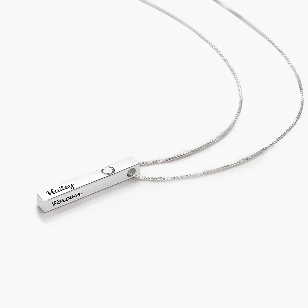 Pillar Bar Necklace With 0.25ct Diamond - Silver | Oak & Luna (US)