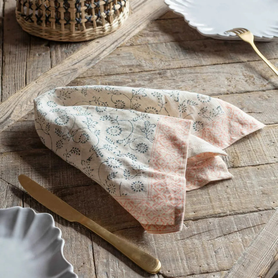 Matilde Linen Block Printed Napkin | Graham and Green