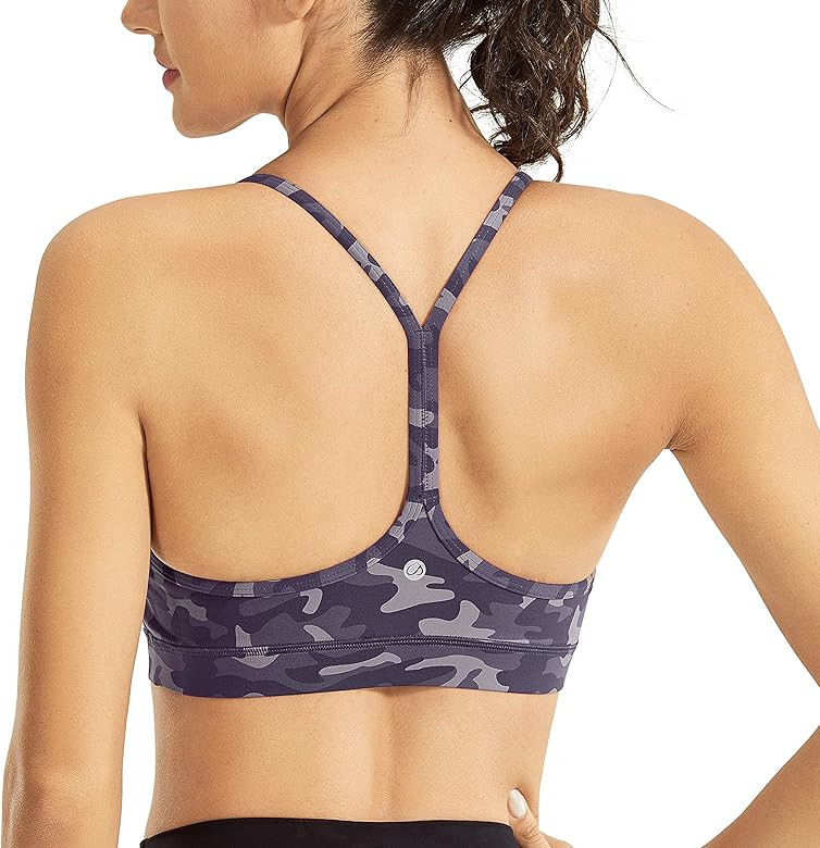 CRZ YOGA Y Back Womens Sports Bra - Padded Racerback Spaghetti Thin Strap Low Impact Workout Sexy... | Amazon (US)