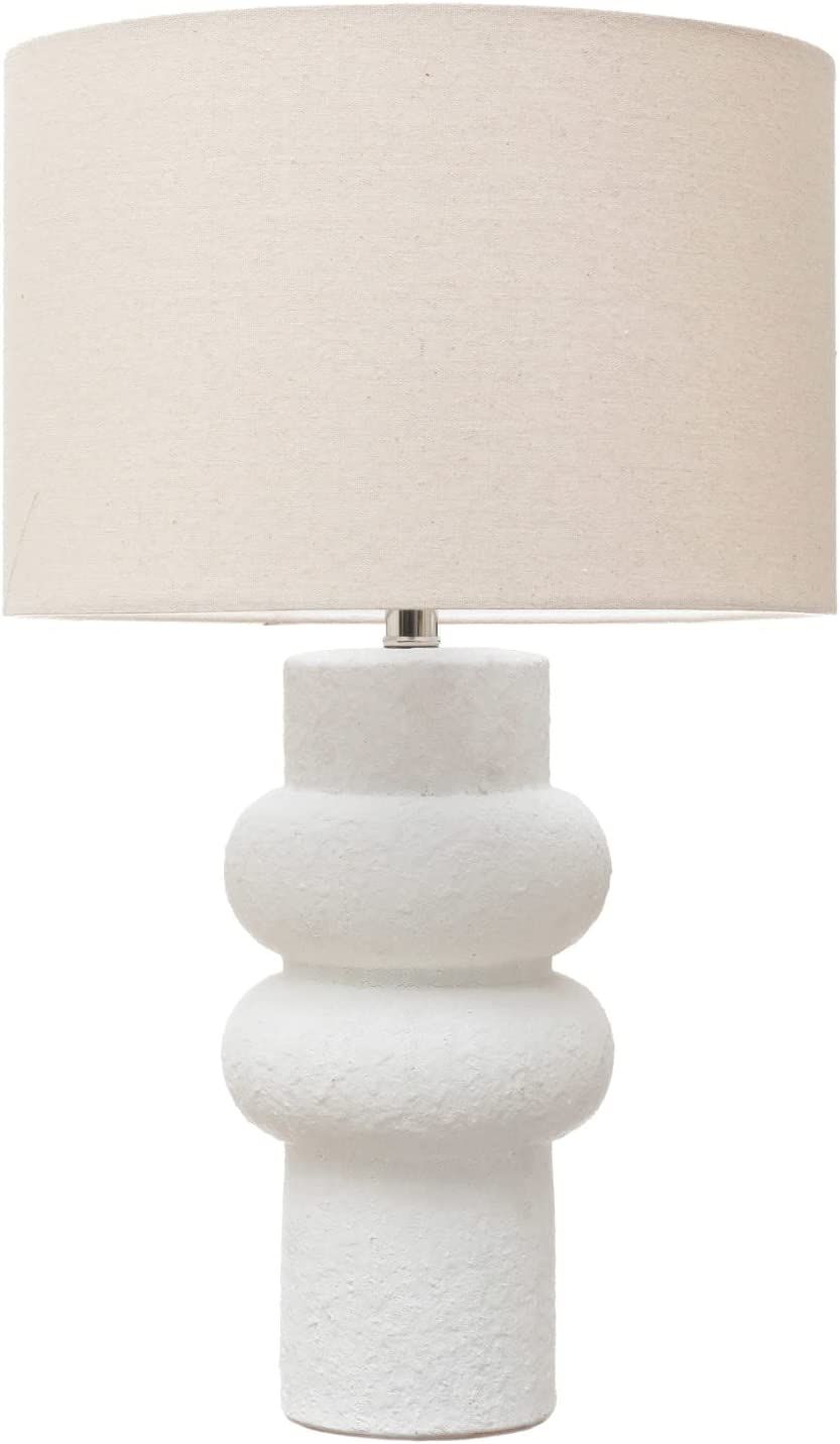 Creative Co-Op DF6659 Stoneware Table Lamp with Linen Shade, White Volcano Finish Lighting Portab... | Amazon (US)