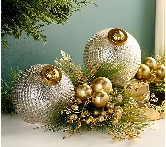 Set of (2) 6" Diamond Glass Tabletop Ornaments by Valerie - QVC.com | QVC