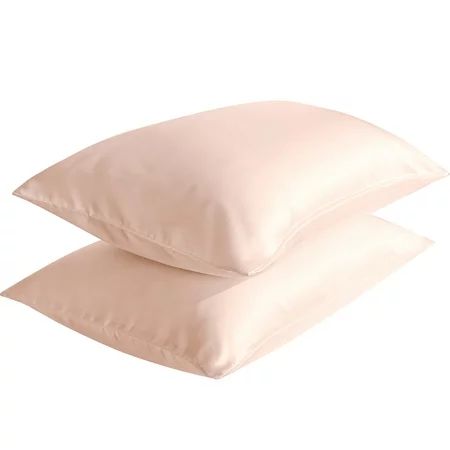 FLXXIE Satin Pillowcases with Zipper Silky Soft Sateen Pillow Cases Covers Set of 2 (Standard Pink) | Walmart (US)