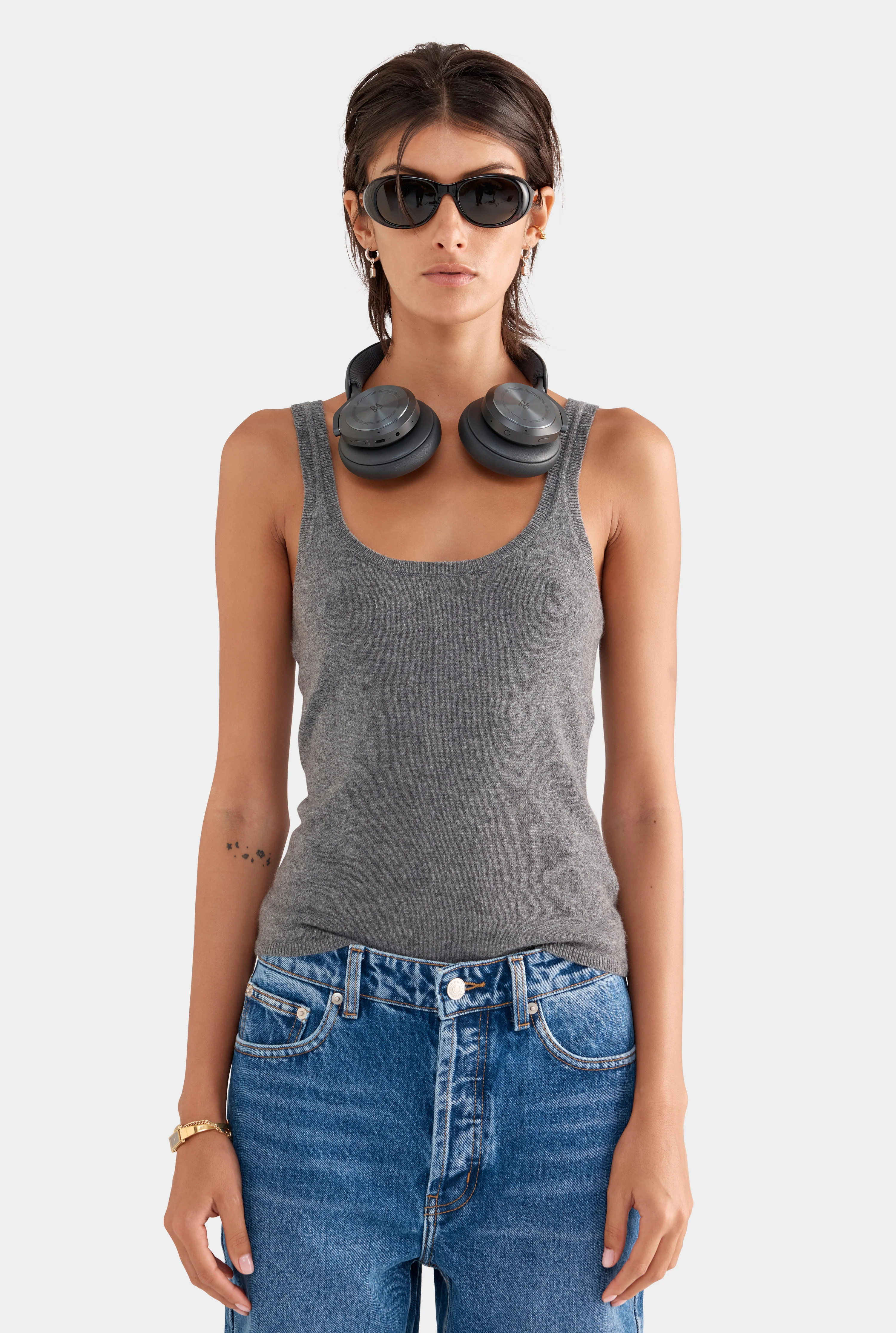 Womens Cashmere Tank in Charcoal | Venroy | Venroy AU