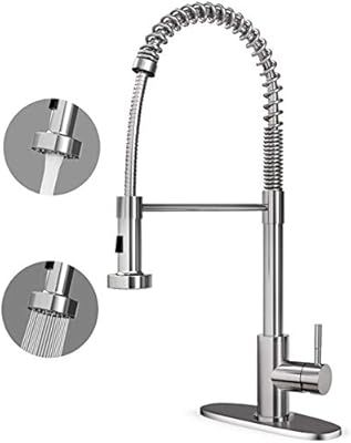 CORYSEL Kitchen Faucet Single Handle High Arc Brushed Nickel Single Lever Pull Down Sprayer Sprin... | Amazon (US)