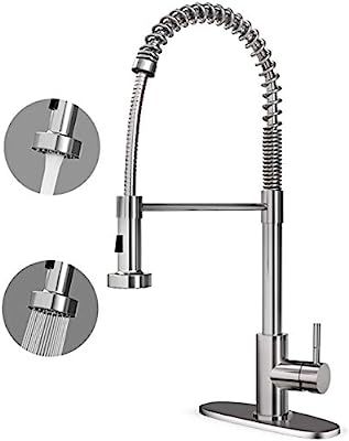 CORYSEL Kitchen Faucet Single Handle High Arc Brushed Nickel Single Lever Pull Down Sprayer Sprin... | Amazon (US)