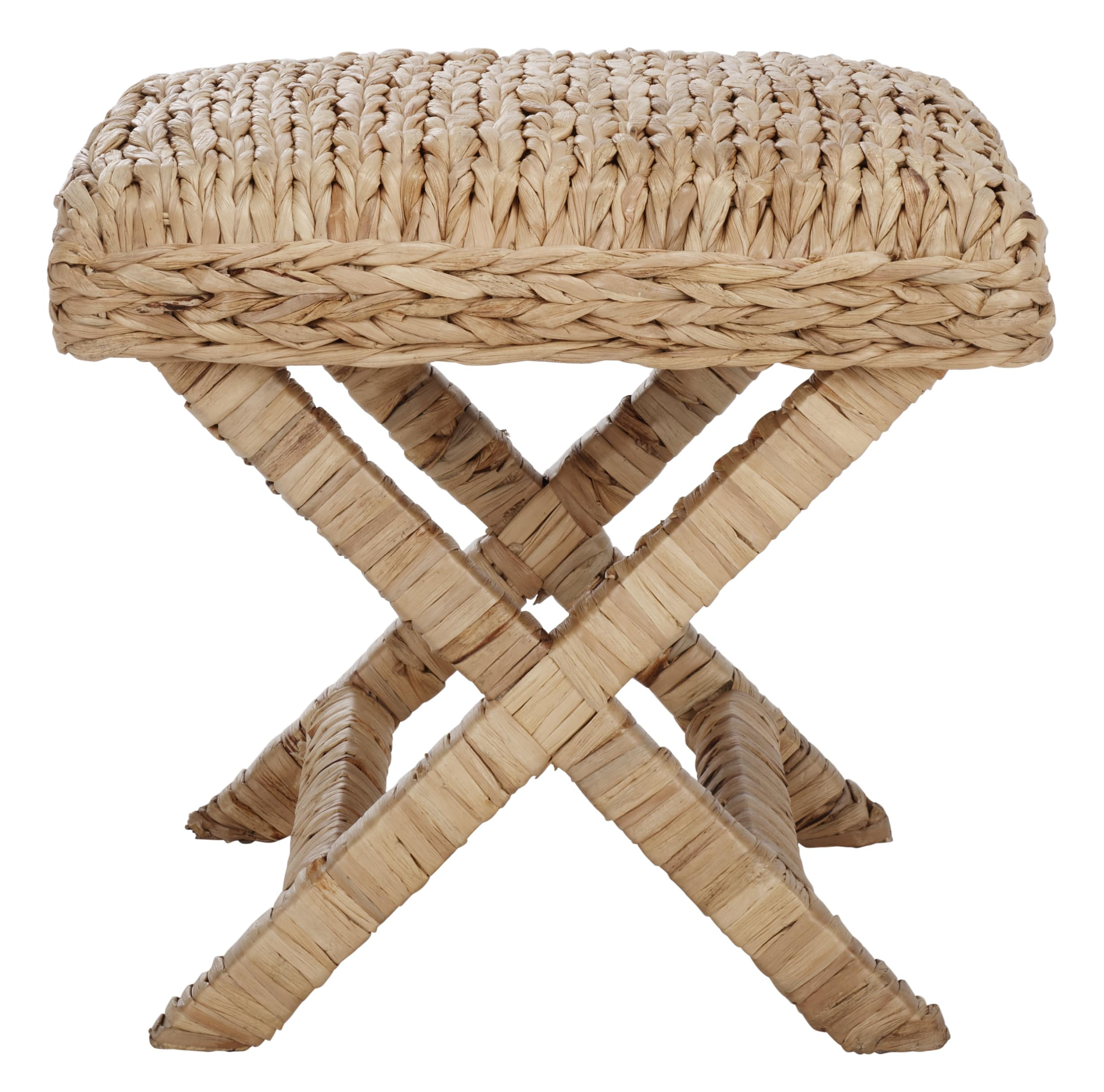 SAFAVIEH Home Collection - Posey Natural Woven Ottoman with X-Frame Base, Accent Footrest Seat, F... | Amazon (US)