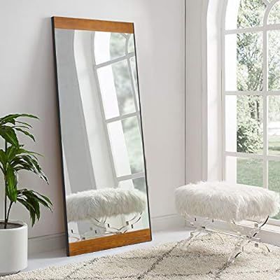 ZHOWI Floor Mirror Full Length Wood Frame Body Full Size Large Leaning Wall Mounted Rectangle Dec... | Amazon (US)