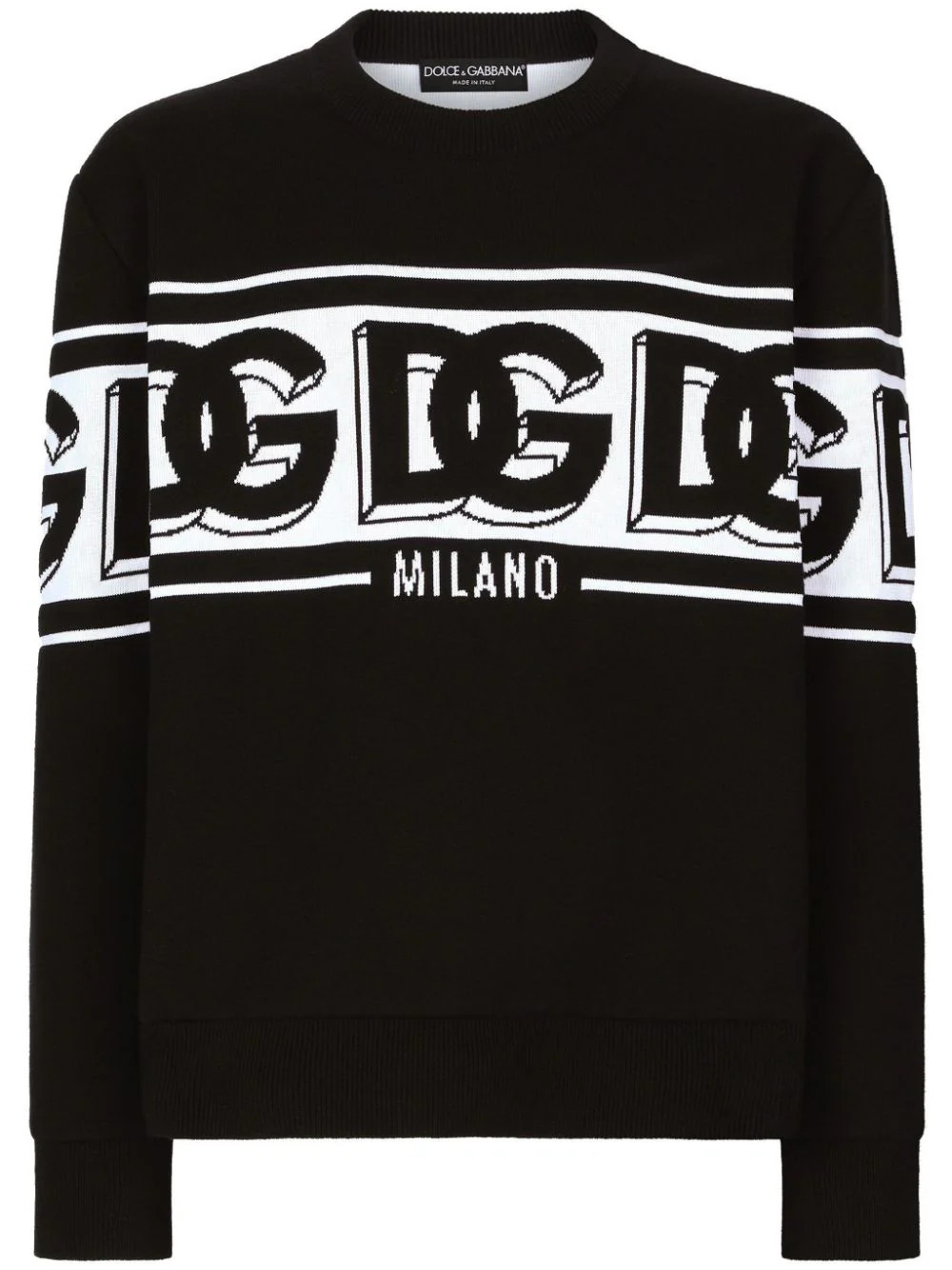 Dolce & Gabbana intarsia knit-logo crew-neck jumper - Black | Farfetch Global