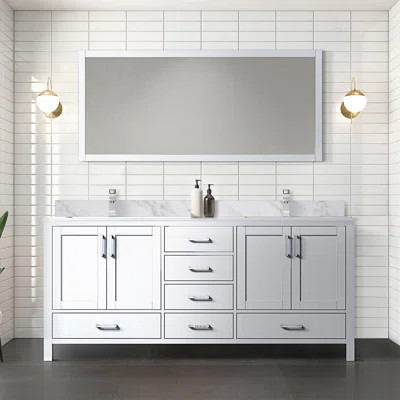80 In. W X 22 In. D 4 Door Double Bath Vanity With Carrara Marble Top And Drawers | Wayfair North America
