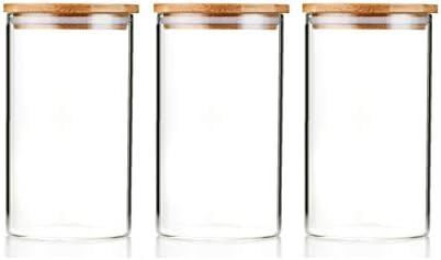 Sweejar 34 OZ Glass Food Storage Jar with Lid(set of 3),Airtight Canisters for Bathroom,Kitchen C... | Amazon (US)