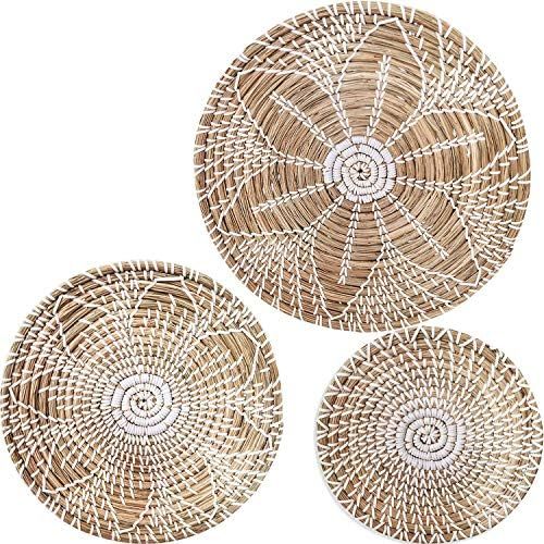 Hanging Woven Wall Basket Decor Set of 3 | Seagrass Baskets Wall Decor | Perfect For Natural Boho... | Amazon (US)