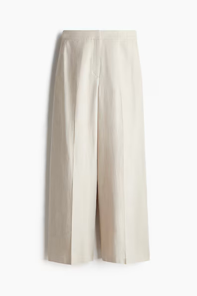 H & M - Wide-Leg Linen-Blend Pants - Beige | H&M (US + CA)