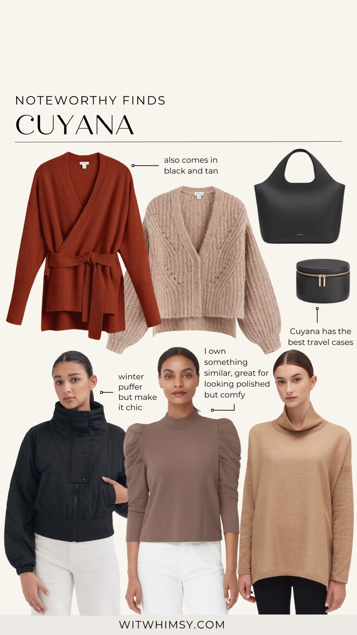 Noteworthy fashion finds from Cuyana:
Classic leather tote
Leather travel case
Wrap cardigan
Cropped knit cardigan
Black puffer
Sweatshirt
Turtleneck

Winter outfit
Travel outfit 

#LTKSeasonal