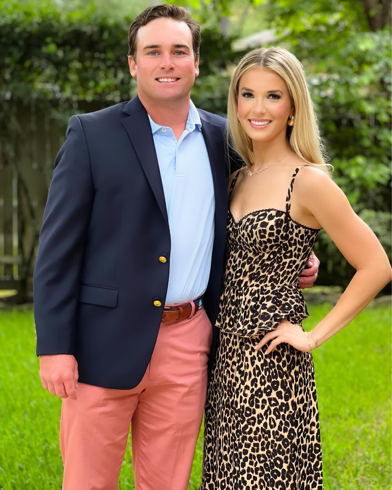 A fun and flirty leopard dress with a peplum waist paired with a costume jewelry necklace. This outfit was worn to a rehearsal dinner. 

#LTKWedding #LTKParties