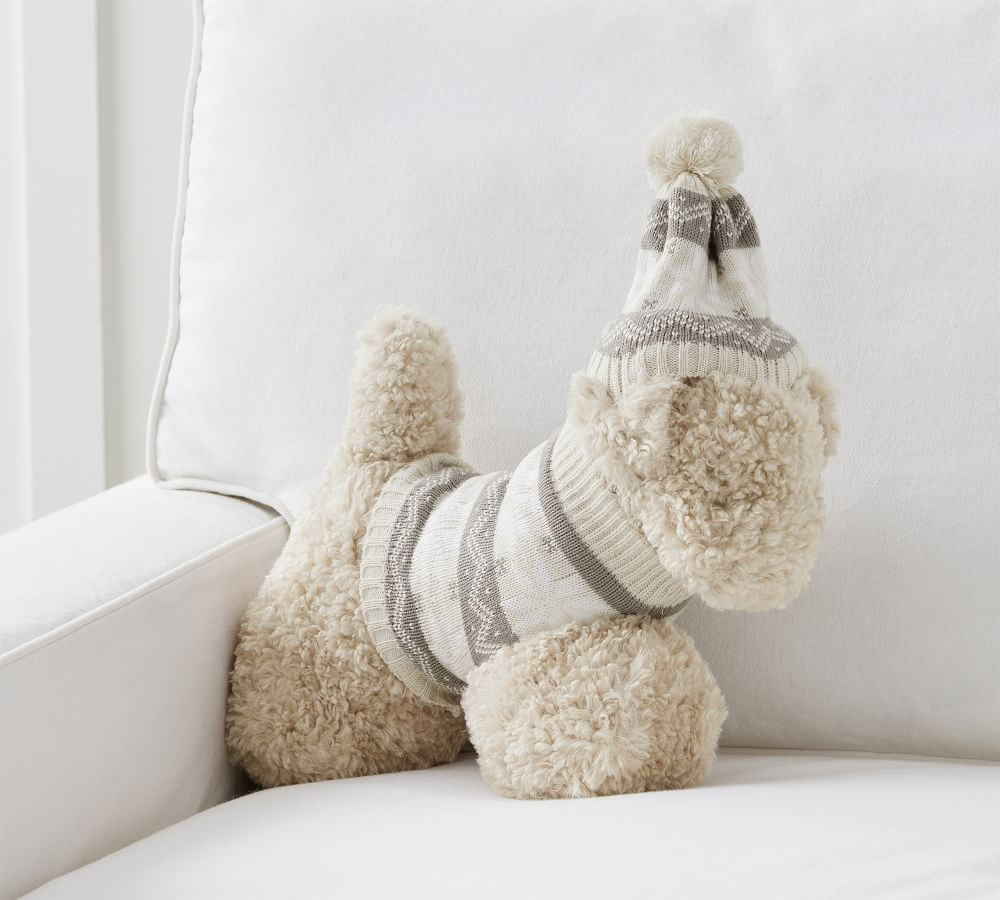 Doodle Faux Fur Dog with Sweater Pillow | Pottery Barn (US)