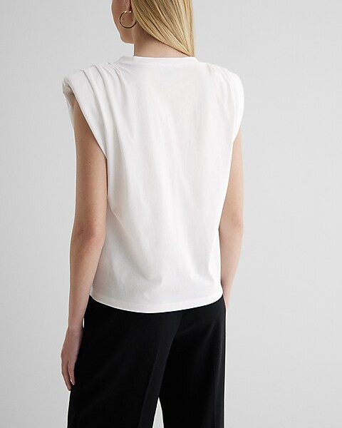 Crew Neck Padded Shoulder Muscle Tee | Express