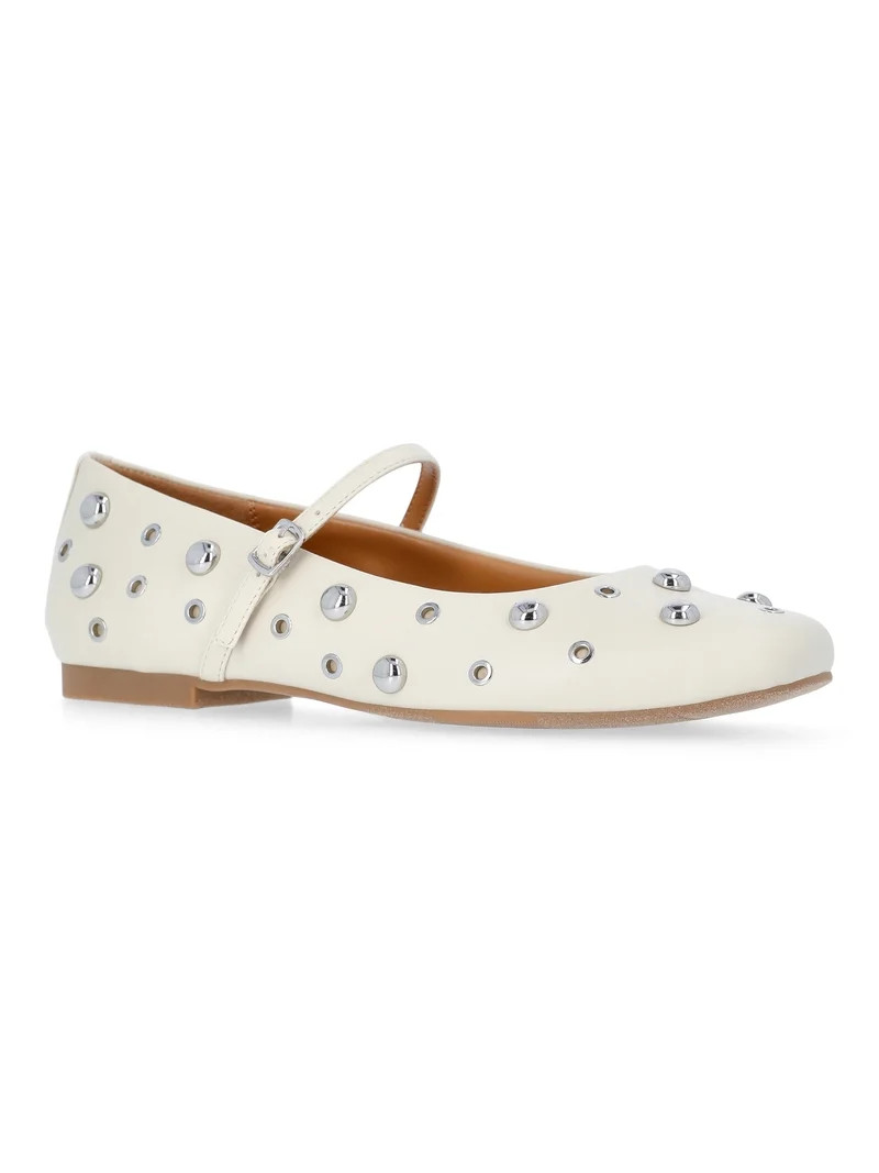 Time and Tru Women's Studded Mary Jane Flats | Walmart (US)