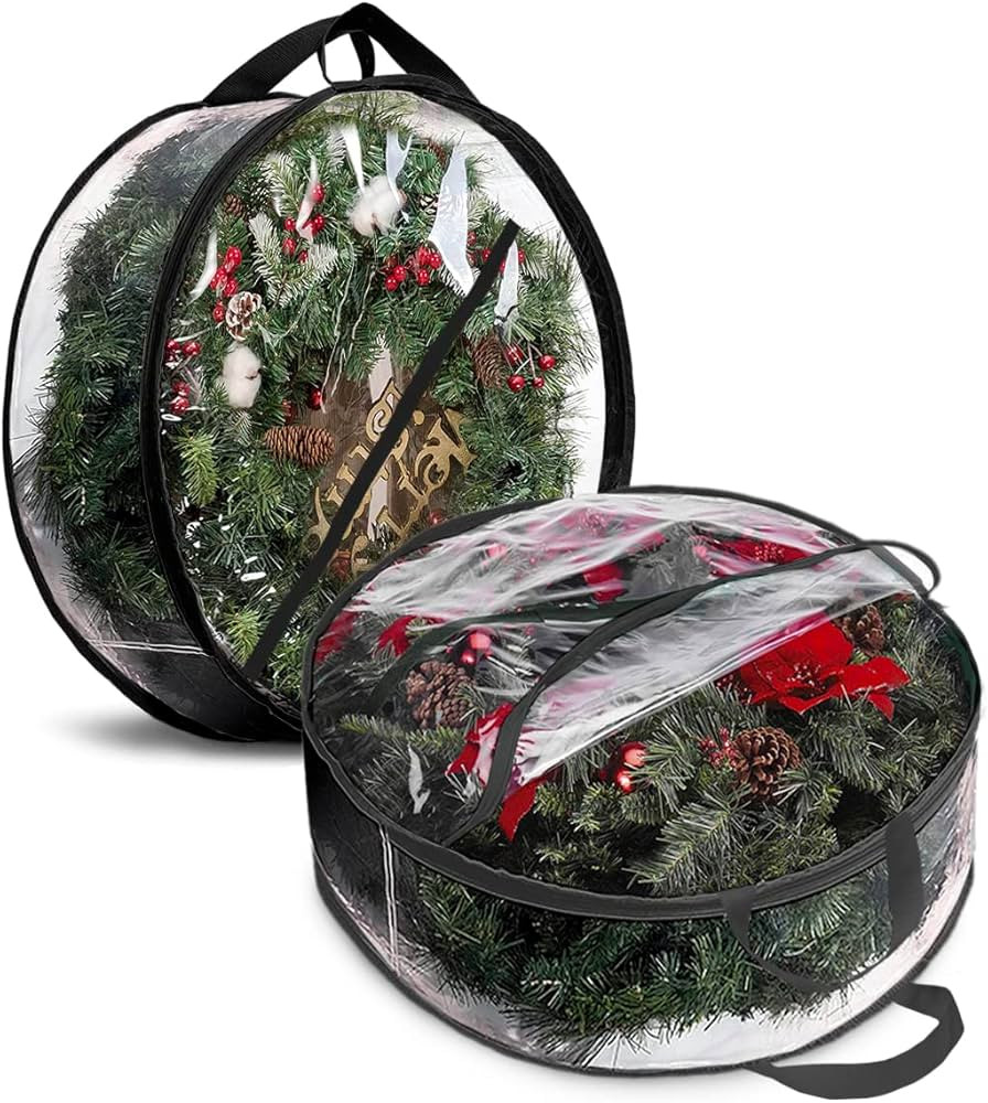 ProPik Christmas Wreath Storage Bag 24" - 2 Pack Clear Christmas Wreath Storage Container- Garlan... | Amazon (US)