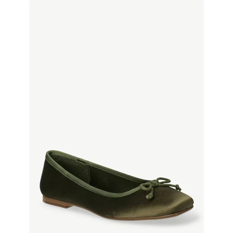 Scoop Women's Square Toe Ballet Flats, Olive, Sizes 6-11 - Walmart.com | Walmart (US)