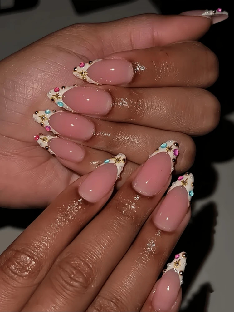 Nailrosy 10Pcs Acrylic Handmade Press On Nails Kit Almond Chrome Nail Powder White Silver Butterfly Pearl Cat Eye Elegant Minimalist Old Money Japanese Style Modern Korea Style French Design Elegant Chic For Wedding Birthday Party Diamond Rhinestone Decor Gel Gems DIY | SHEIN