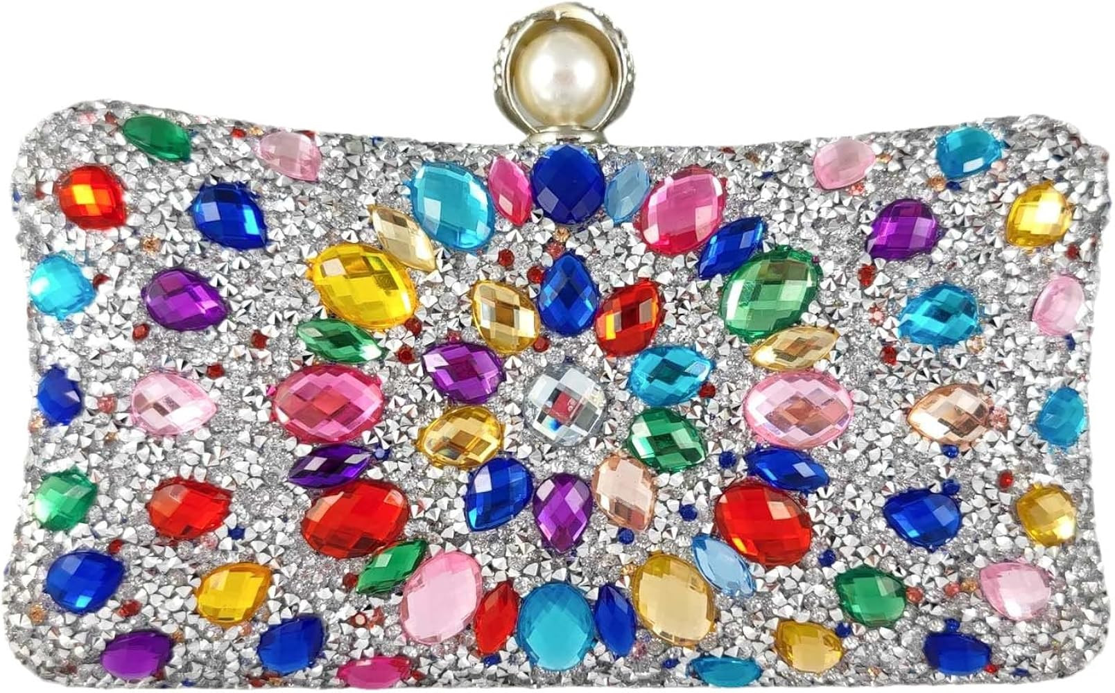 Boutique De FGG Pearl Clasp Crystal Clutch Purses for Women's Evening Handbags Wedding Party Rhin... | Amazon (US)