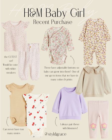 Recent H&M purchases for my baby girl! I always love their stuff and they have the cutest things for spring! 🤍

H&M baby outfits, baby girl outfits, baby girl clothes, baby clothes, baby girl outfit 

#LTKFind #LTKbaby #LTKfamily