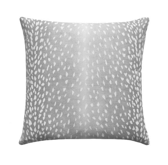 Antelope Print Pillow Cover, Animal Print Accent Cushion, Grey White Linen Pillow Cover, Fawn Thr... | Etsy (US)
