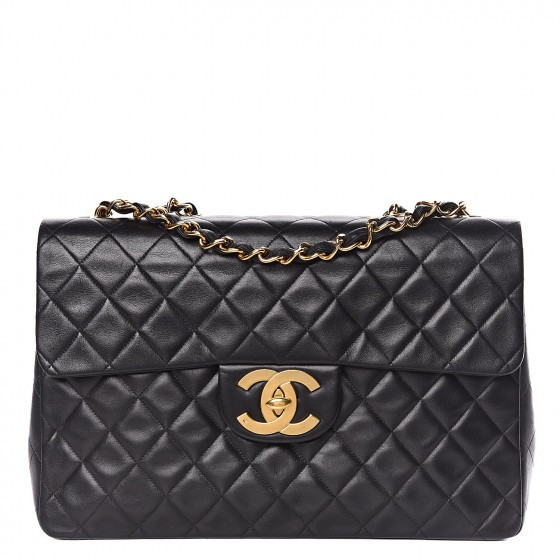 CHANEL Lambskin Quilted XL Jumbo Single Flap Black | Fashionphile