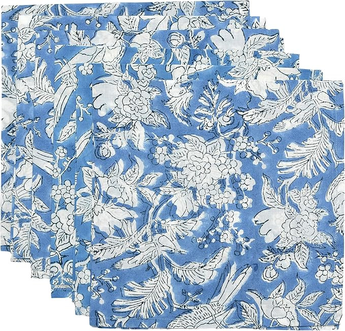 Cotton Print Club Napkin 100% Cotton Block Print Cotton Dinner Napkins Set of 6 | 18x18 Inches | ... | Amazon (US)
