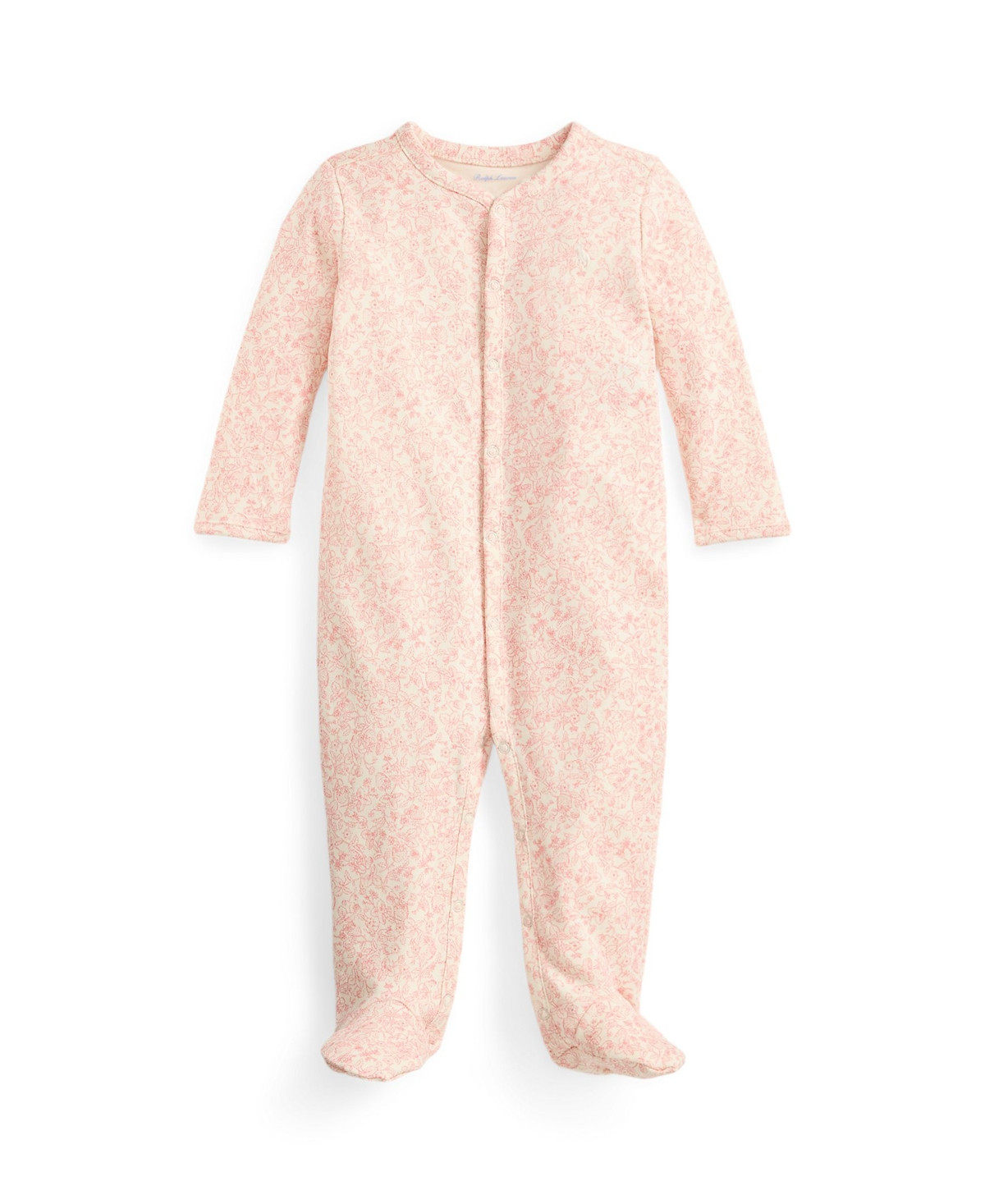 Polo Ralph Lauren Baby Girls' Strawberry Printed Round Neck Footed Coverall - Macy's | Macy's