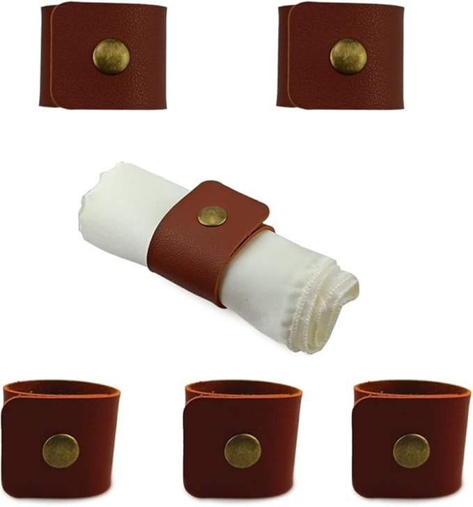 Rustic Leather Napkin Rings Set of 6 Brown Faux Leather Farmhouse Napkin Rings for Dinner Table D... | Amazon (US)