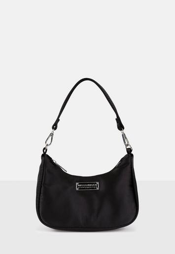 Missguided - Black Missguided Satin Shoulder Bag | Missguided (US & CA)