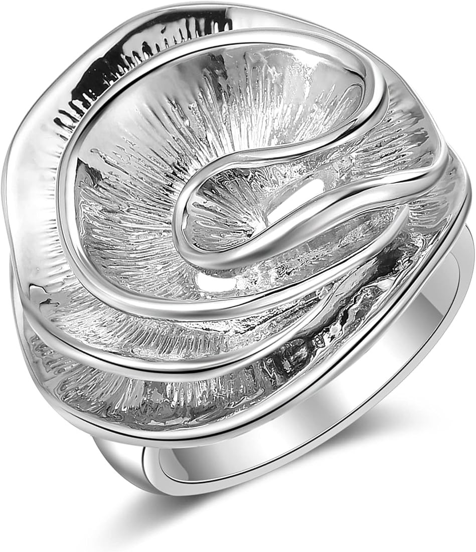 Mytys Cocktail Rings for Women Fashion 18K Gold Plated & Silver Flower Statement Ring Wedding Engage | Amazon (US)