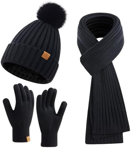 Coolprince Womens Long Scarf Gloves and Hat Set Cold Weather Hat Scarf Glove Set for Women Winter... | Amazon (US)