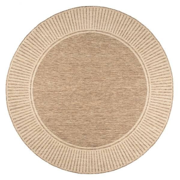 nuLOOM Asha Simple Border Indoor/Outdoor Area Rug - 6' 7" Round - Light Brown | Bed Bath & Beyond