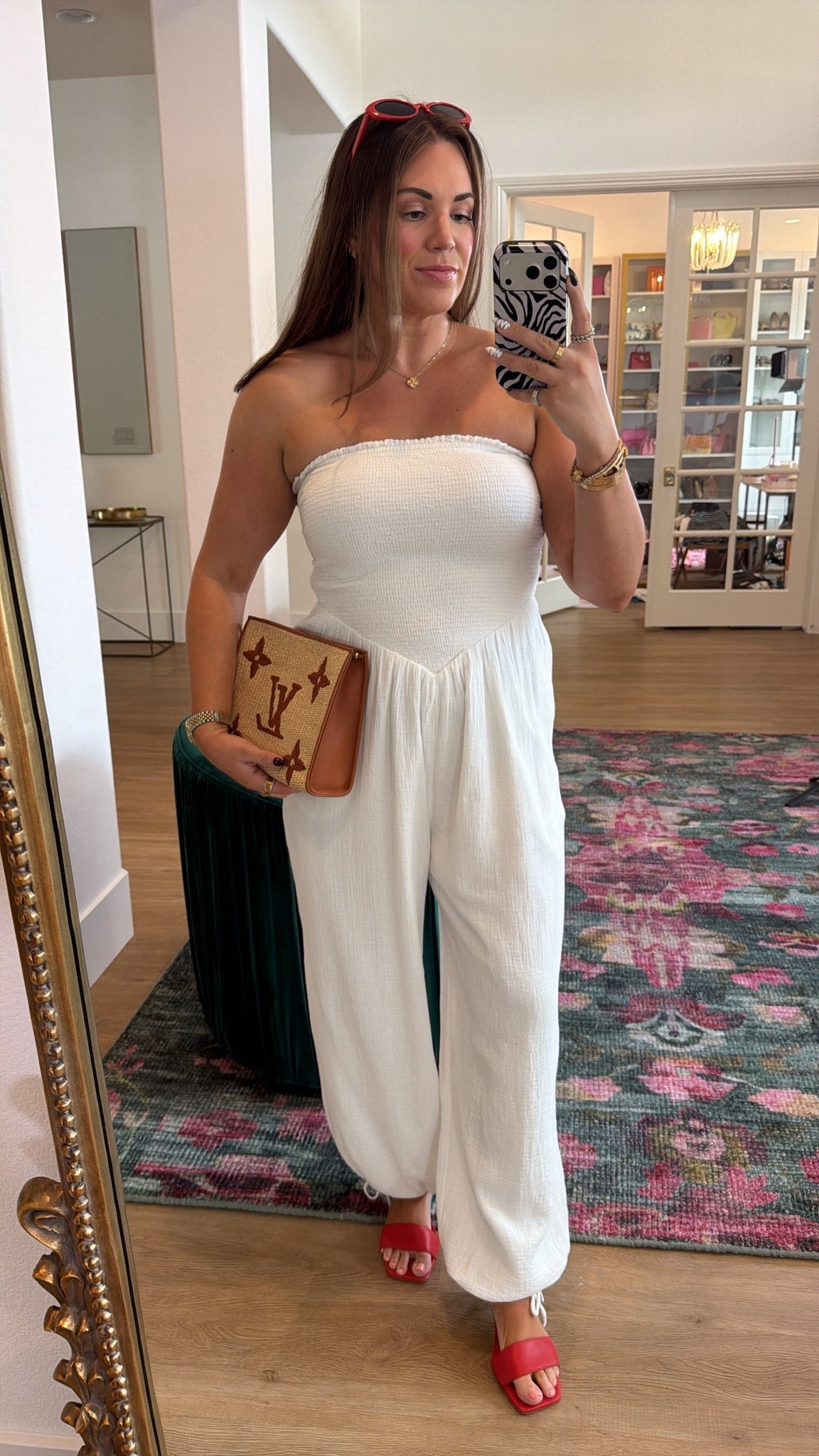 curvy midsize white strapless jumpsuit look! wearing size medium in outfit 🤍 love how it fits! pants are double lined

#LTKSeasonal #LTKMidsize