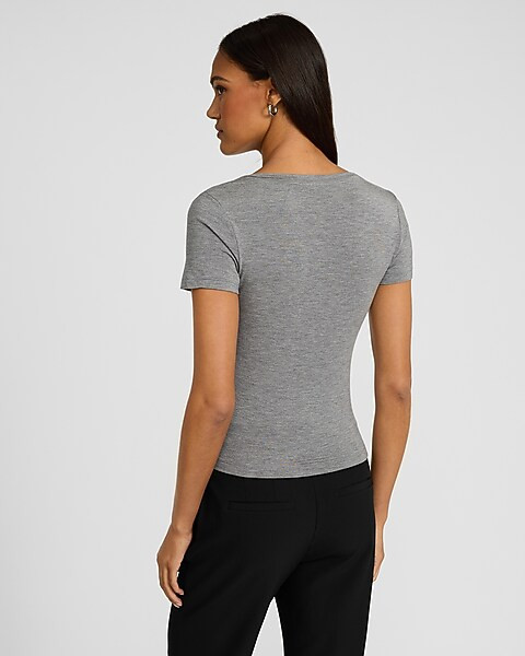 Supersoft Fitted V-neck Double Layer Tee | Express