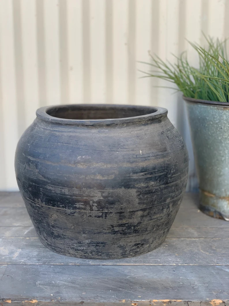 XL Rustic Vintage Black Grey Pot {B} (Free Shipping) | Etsy (US)