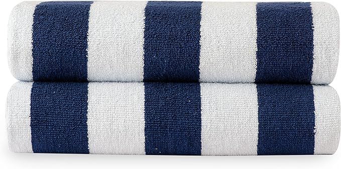 LANE LINEN 100% Cotton Beach Towel - 2 Pack Beach Towels Oversized, Cabana Stripe Large Beach Tow... | Amazon (US)