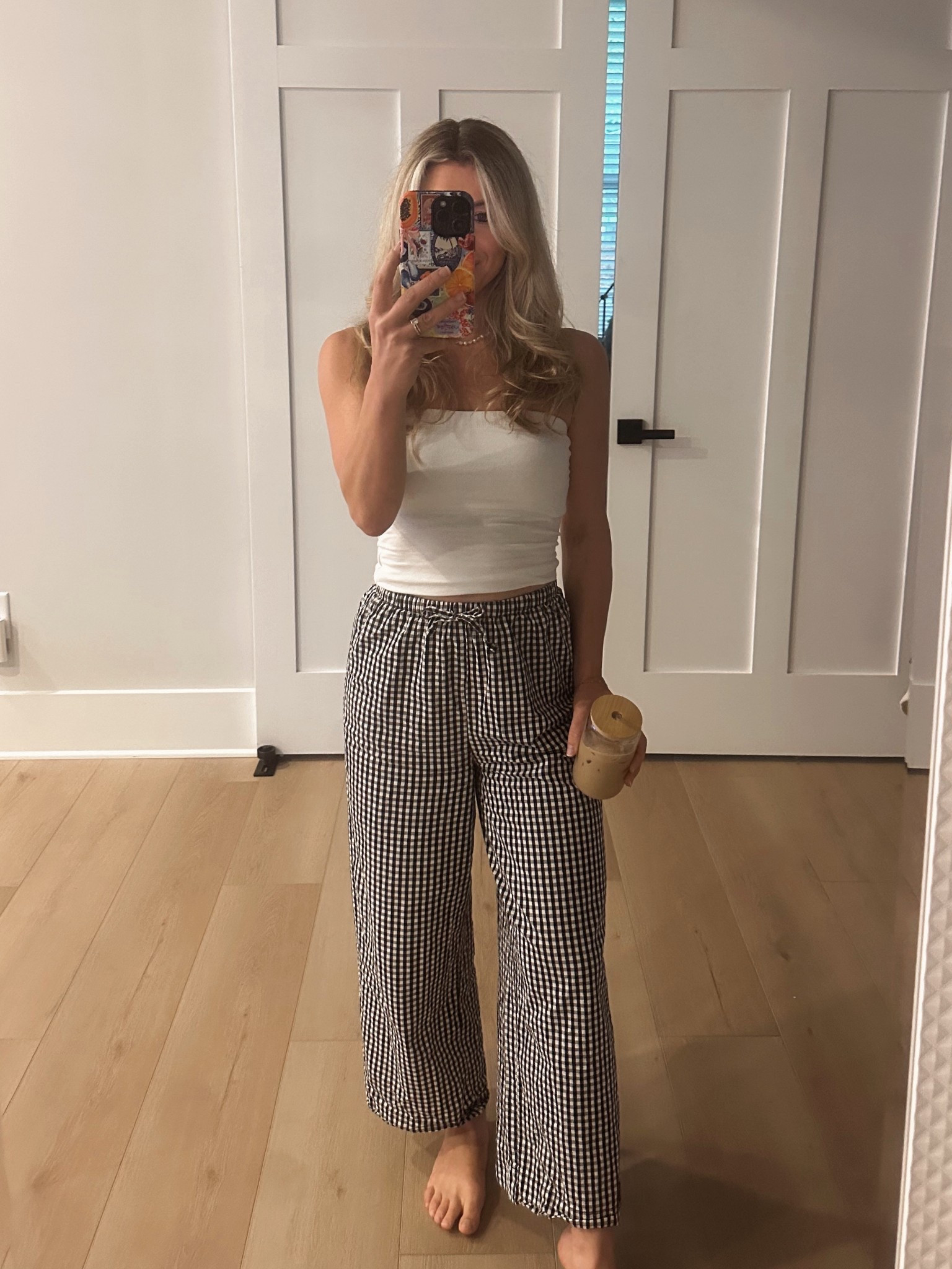 Cute drawstring checked pants! Very comfy. Wearing a size small,
. 

#LTKWorkwear #LTKSeasonal #LTKFindsUnder100