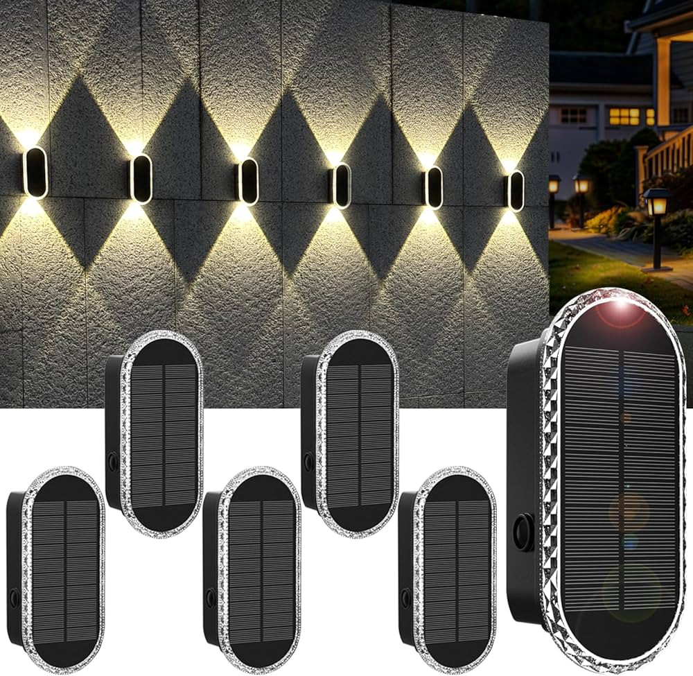 Solar Fence Lights Outdoor, 3000K/4000K/6000K 3 Modes Solar Wall Lights Outdoor Waterproof, Up&Do... | Amazon (US)