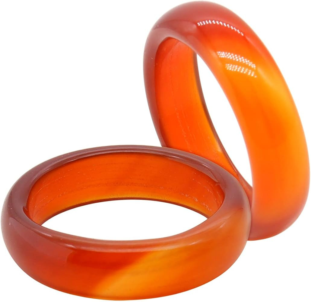 FUTIMELY 2Pcs 6mm Red Carnelian Crystal Rings for Women Natural Agate Carnelian Gemstone Stackabl... | Amazon (US)