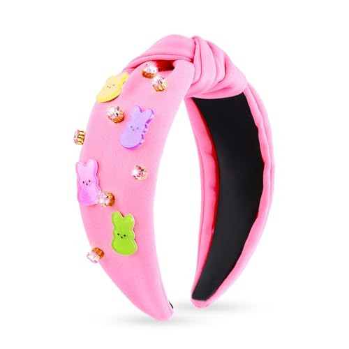 CTZENWAY Easter Basket Stuffers, Easter Headbands for Women, Easters Outfits for Girls Rhinestone Jeweled Rabbit Bunny Ears Knotted Headband, Spring Holiday Party Favor Gift Accessories (Pink) | Amazon (US)
