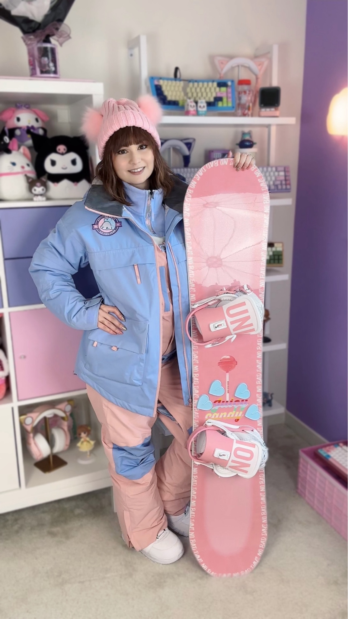 My Chloe Kim snowboard fit is one of my most favorite outfit combos for snowboarding! 🏂🩵 Details on my gear below:

- NOBADAY Juicy Candy Snowboard 142cm + Crab Grab Stomp Pad
- Women’s Smith Mirage snowboard helmet
- Dragon X1s goggles
- Chloe Kim Snow Collection
- DC Lotus BOA Snowboard Boots + Union Milan Snowboard Bindings B4BC

Linked as much as I could below + some super cute alternatives and accessories too! 💕

Snowboard and ski gear from brands change every year! Wish I could share these exact items with y’all! 🥺

🏂❄️🏂❄️🏂❄️🏂

snowboard outfit, cute snowboard gear, snowboarding, winter outfits, ski outfits, skiing, pink snowboard outfit, rabbit ear hood, rabbit ear balaclava, ROXY, Chloe Kim snowboard outfit, Chloe Kim jacket, Chloe Kim snowboard, Chloe Kim bib pants, snowboard bibs, seasonal, snowboard apparel, ski apparel, winter apparel, baggy snowboard outfit, travel, activewear, active wear, glove liners, snowboard mittens, Crab Grab undies

#LTKActive #LTKTravel #LTKPetite