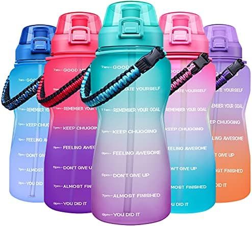 Giotto Large Half Gallon/64OZ Motivational Water Bottle with Paracord Handle & Straw - Leakproof ... | Amazon (US)