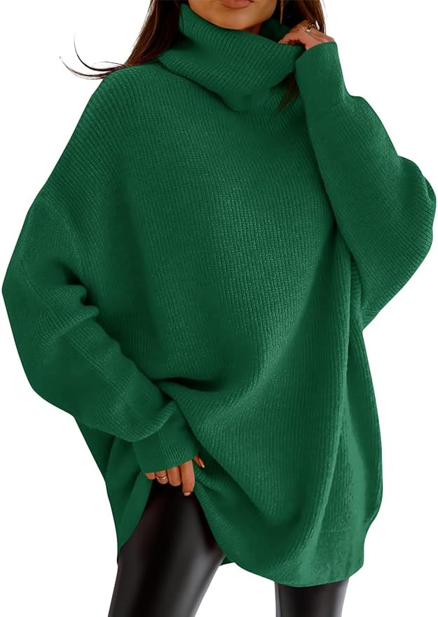 imesrun Womens Turtleneck Oversized Sweater Batwing Chunky Pullover Sweater Casual Fall Loose Kni... | Amazon (US)