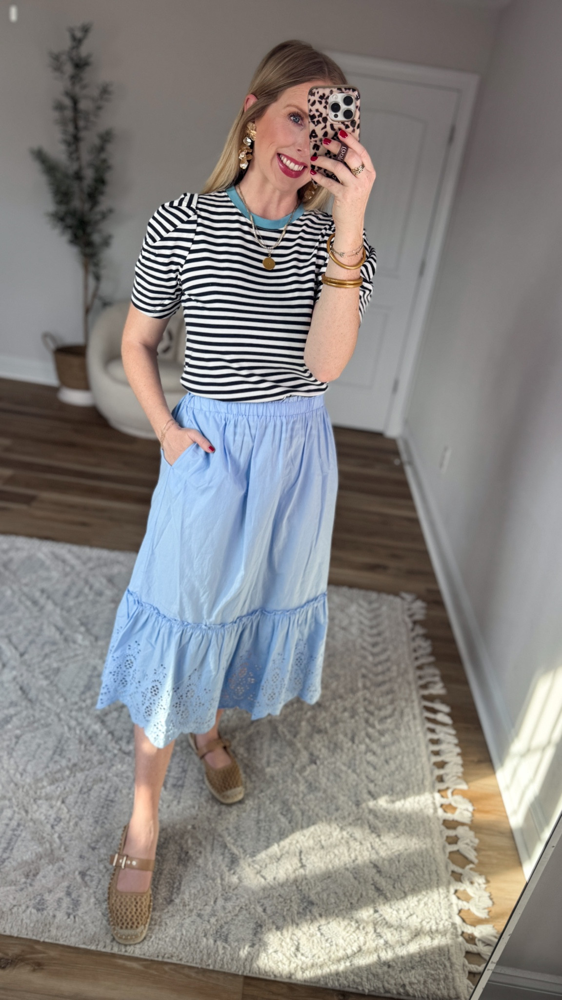 Weekend Walmart Wins try on
Striped tee- small
Eyelet midi skirt- small 

#LTKootd #LTKWorkwear