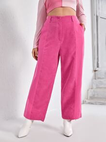 Plus High Waist Corduroy Wide Leg Pants | SHEIN