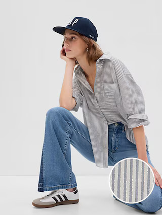 Metallic Stripe Big Shirt | Gap (CA)
